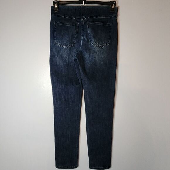 Soft Surroundings Pull On Jeans Small Blue Denim Stretch Skinny Leg High Rise - Picture 2 of 6